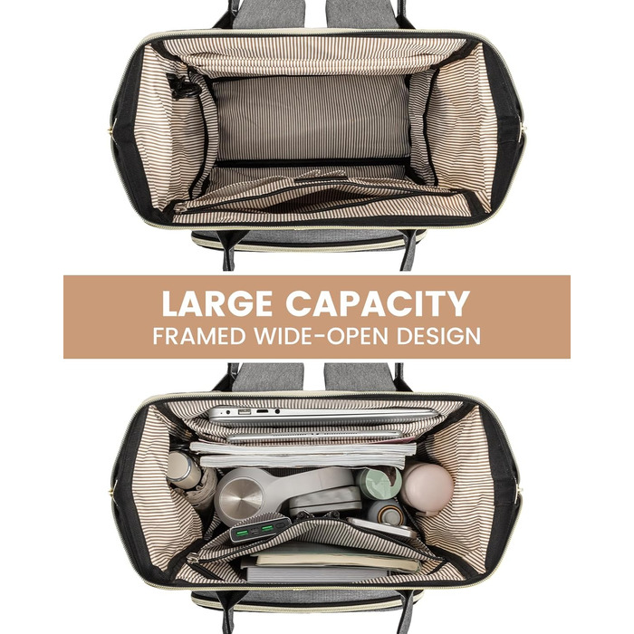 Рюкзак для ноутбука LOVEVOOK 17 дюймів, жіночий, великий, для підлітків, ручна поклажа, водонепроникний, дихаючі лямки, для навчання, школи та подорожей, бежево-сірий