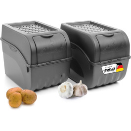 Короб для зберігання картоплі Novaliv | 2 шт по 5л | Антрацитовий сірий | Короб для цибулі та овочів | Складається | Короб для картоплі, цибулі, фруктів | Контейнер для зберігання свіжості (9 літрів)