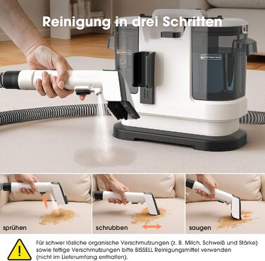 Наклепник для килимів та меблів 450W з потужністю всмоктування 13500Pa, білий. Ідеально для килимів, диванів, меблів, сходи, автомобіля та виведення плям. Великий бак та довгий кабель.