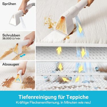 Апарат для чищення м'яких меблів та килимів: потужний волого-пилосос 600W з самоочищенням, об'єм бака 2.3л, 16KPa, для диванів, килимів та меблів.