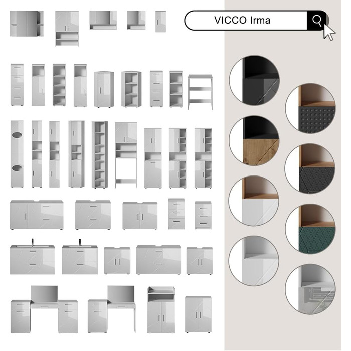 Підставка під раковину Vicco Grün/Goldkraft Eiche Irma, 60x59x30 см - шафка для ванної кімнати, 60 см