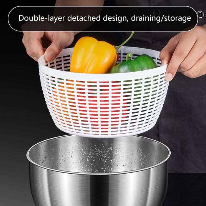 Електрична салатниця-сушка для овочів та фруктів, 4.8L, USB-зарядка