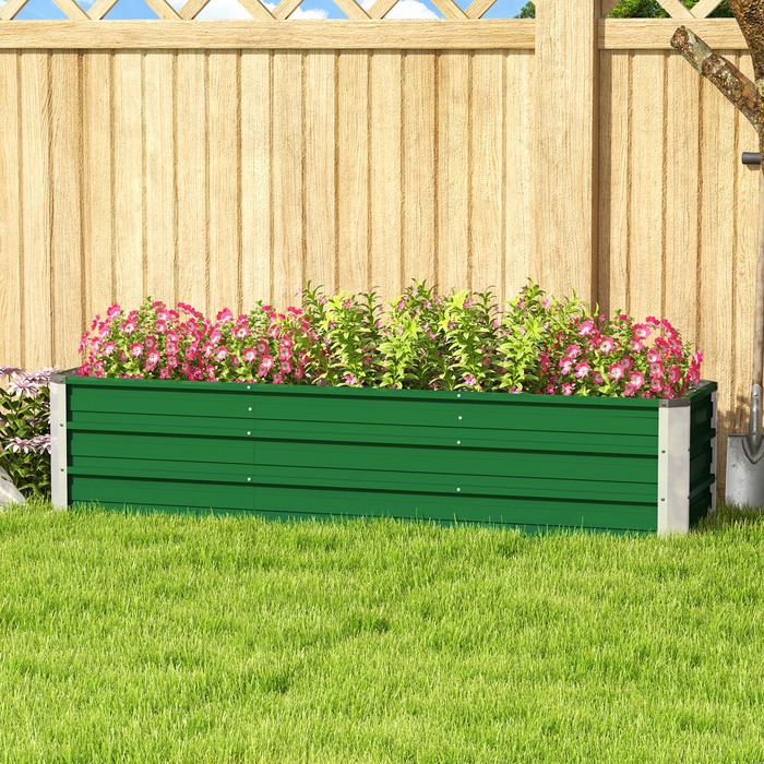 Outsunny Сталева грядка Саджалка Ящик для квітів 183 x 47 x 40 см з рукавичками зеленого кольору для овочів і квітів