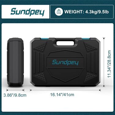 Набір інструментів Sundpey 206 предметів з акумуляторною викруткою 12V для дому та ремонту (синій)