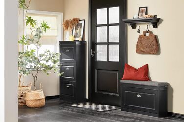 Полка для взуття SoBuy з подушкою для сидіння та місцем для зберігання, вузька, чорна, 60x51x24 см, до 150 кг