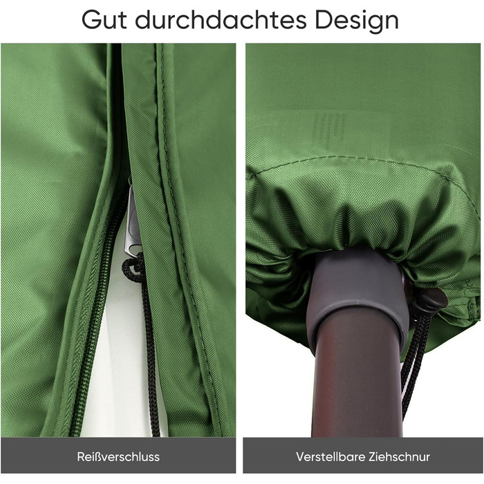 Чохол для парасольки 300 см Sekey Premium | Водонепроникний, UV 50+, з монтажним стрижнем та блискавкою (175×30,5/36,5 см, м'ятний)