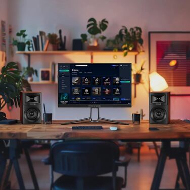 Sanyun SW203: Акустична система 4.0, 60W, 4-Way, DSP, 3D звук, USB/Bluetooth 5.4, AUX, для студії, пара, чорний