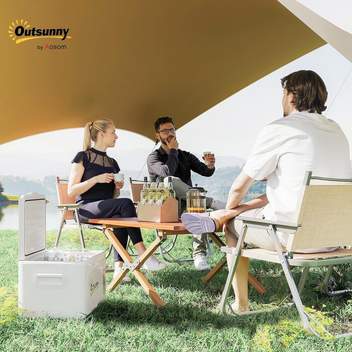 Електрична термохолодильник Outsunny 16.8 л з LED, 12/220V для авто, кемпінгу, кремово-білий