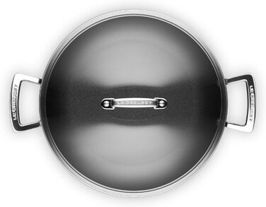 Сковорода Le Creuset з антипригарним покриттям з кришкою, 28 см, для всіх типів плит (включно з індукцією), алюміній, сірий/сріблястий