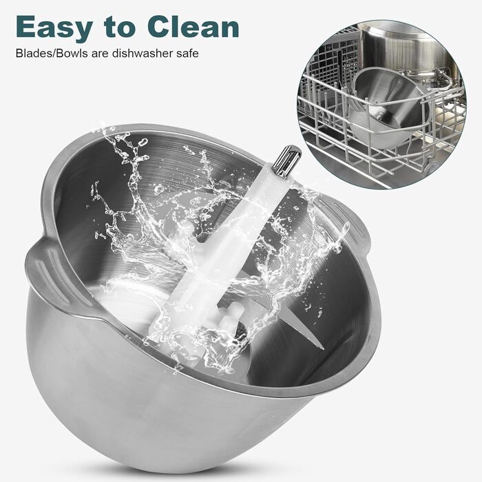Електричний подрібнювач для кухні з великою ємністю 148W: 2 швидкості, 2л контейнер з нержавіючої сталі, 4 ножі з нержавіючої сталі. Подрібнювач для м'яса, цибулі, фруктів та овочів