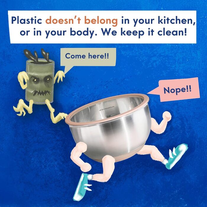 Набір мисок Ziruma з кришками - 5 шт. з нержавіючої сталі, без пластику, скляні кришки, для кухні, 0.9-4.3L