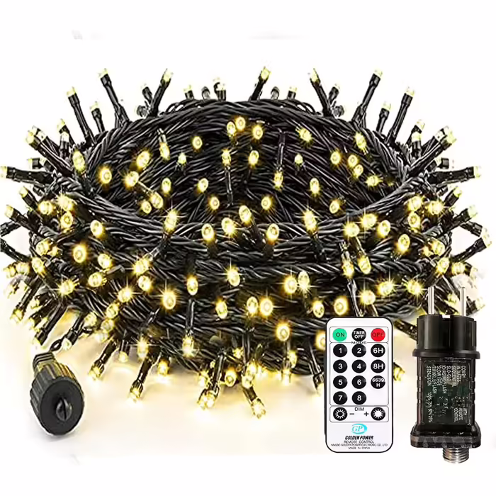 Світлодіодна гірлянда Bzavor 55 м, 500 LED, з пультом, таймером, IP65, тепле біле світло, для ялинки, весілля, вулична водонепроникна гірлянда на 220В