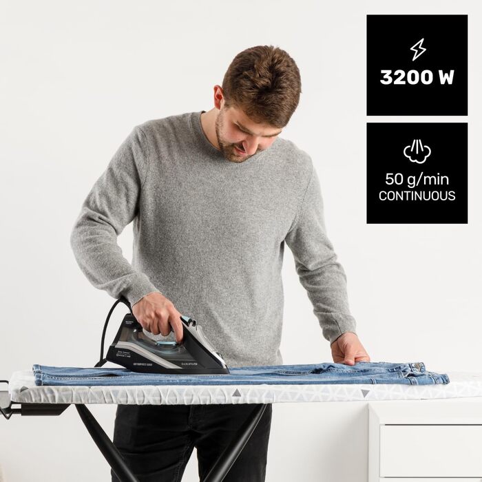 Праска Geyser Eco 3200: 3200 Вт, підошва Ultra X-Slide, 220 г/хв, антиналіт, захист від протікання, самоочищення, ECO-режим