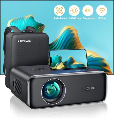 4K проєктор LED Beaer WiiUS 1100 ANSI з автофокусом, корекцією трапеції 6D, підтримкою Netflix, Dolby Audio, Wi-Fi 6, Bluetooth, Full HD 1080P для Android/iPhone (чорний)
