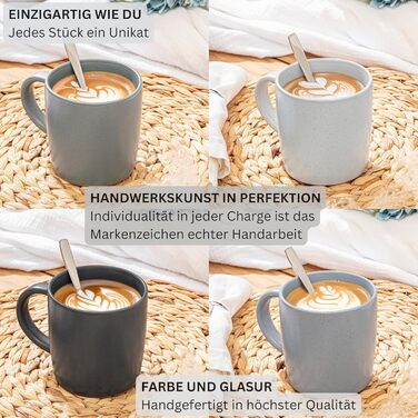 Набір чашок SÄNGER VALUE COLLECTION: 6 чашок з кераміки, 380 мл, блакитно-сірий колір, для кави та чаю, придатні для миття в посудомийній машині та використання в мікрохвильовці