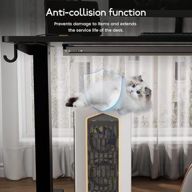 Регульований стіл 60x110 см, електричний з пам'яттю та захистом від зіткнень, висота 70–117 см, для офісу, дому та геймінгу (білий). Також доступний розмір 140x60 см (чорний)