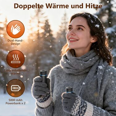 Електричні грілки для рук EXTSUD 2 шт. 5000mAh, USB Powerbank, 3 режими нагріву, для кемпінгу, гольфу, подарунок