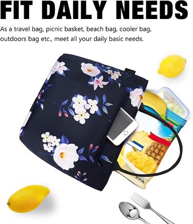 Маленька сумка-холодильник, легка сумка Для Обіду, Міні - сумка для обіду, жіноча ізольована сумка для роботи, Школи, складна сумка для сніданку, водонепроникна сумка для приготування їжі, сумка на блискавці для жінок (квіти рожевого кольору)