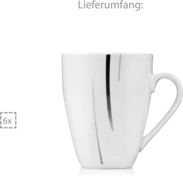 SÄNGER Кавовий сервіс Bilgola з порцеляни, 6 персон, 150 мл, білий з чорними лініями | PREMIUM COLLECTION