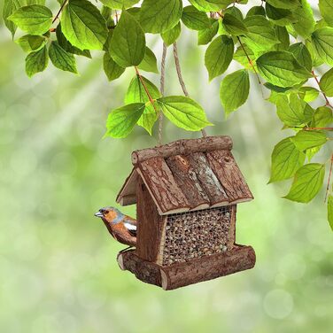 Годівничка для птахів Relaxdays, дерево, ВхД 17x15x12 см, з силосом, годівниця для птахів, природа (60 символів)