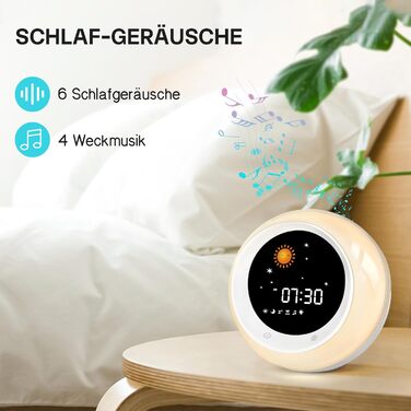 Дитячий ліхтарик-годинник Kinderwecker: тренажер сну, звукова машина, таймер, 9 кольорів - для хлопчиків та дівчаток (синій)