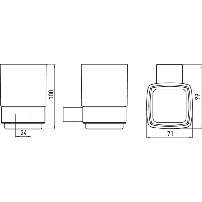 Тримач для зубних щіток Emco LOFT з кришталевим склом, настінний, з алюмінію, хром, преміум-якість