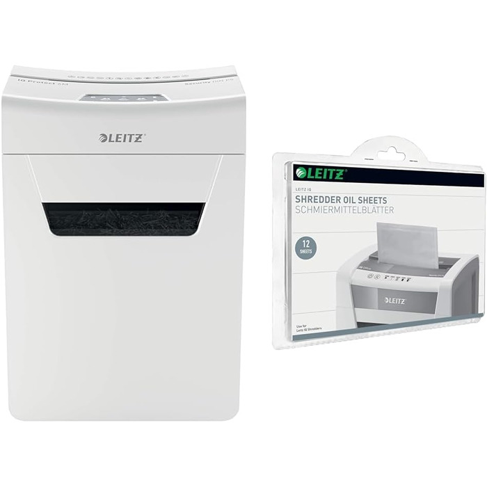 Leitz IQ 10X Premium Protect: Шредер для документів, 6 листів, білий, 18л, для офісу та дому, сертифікований TÜV+GS