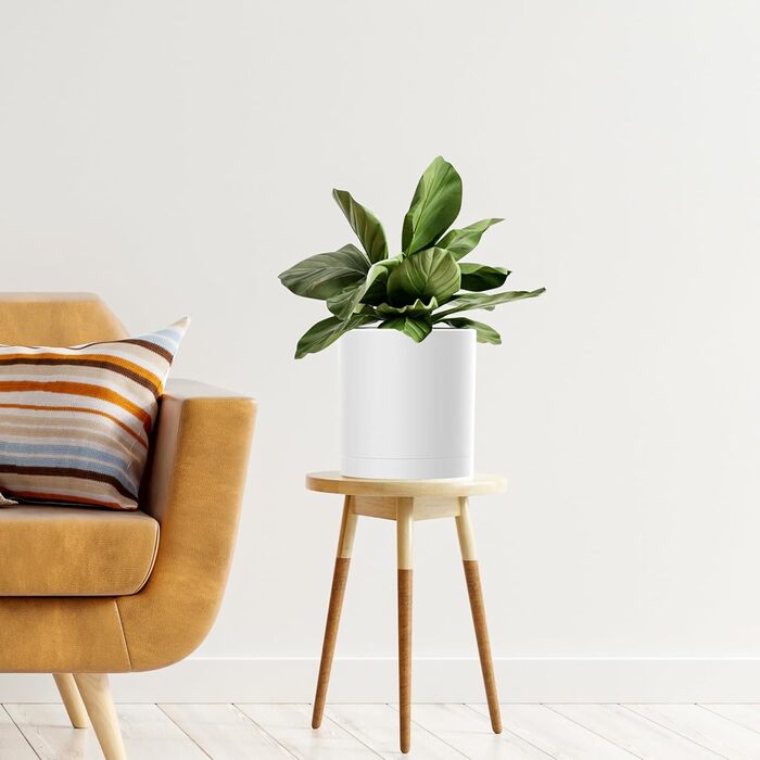 Набір горщиків для квітів з підставкою (5 шт.), 17.8/15.2/14/12.7/10.2 см, пластикові, для гідропоніки, кімнатних рослин та балконів, зелені з коричневим піддоном