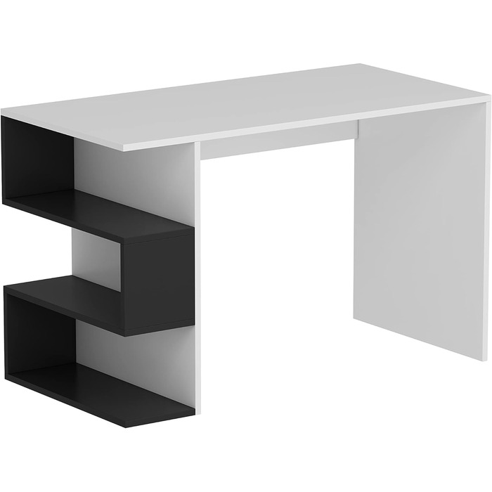 Комп'ютерний стіл - Офісний стіл з елементом полиці (Білий/Чорний) Білий / Чорний