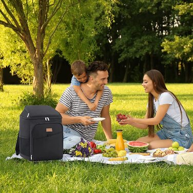 Рюкзак-холодильник Lifewit 26L термо-рюкзак сумка-холодильник з ізоляцією сумка-холодильник м'який двоповерховий для пікніка/барбекю/кемпінгу/екскурсій / шопінгу чорний