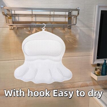 Подушка для ванни Luxus: м'яка сітка 4D Air Mesh з підтримкою шиї та спини, антиковзкі присоски, ергономічна підголовник для ванни, аксесуар для ванни ZT-430