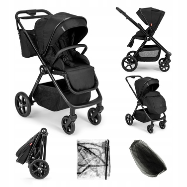 Дитячий прогулянковий візок Kidnort Älskar, чорний, алюмінієвий, до 22 кг, складаний