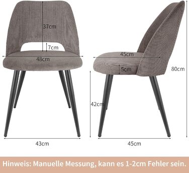 Набір обідніх стільців, кухонний стілець з тканини Cord, м'які стільці для обідньої кімнати, кухні, вітальні та спальні (Коричневий, 6)