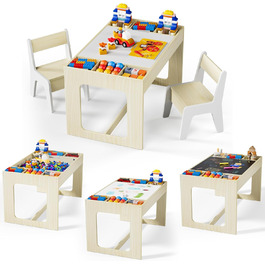 Дитячий стіл та стільці Mamizо з місцем для зберігання, набір для дитячої кімнати, школи, дитячого садка, від 3 років (білий)