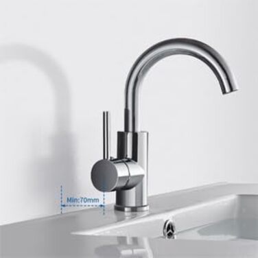 Змішувач для ванної кімнати/кухні Auralum з поворотним виливом 360°, з високоякісної латуні з хромовим покриттям, з підключенням 60 см, однорідний