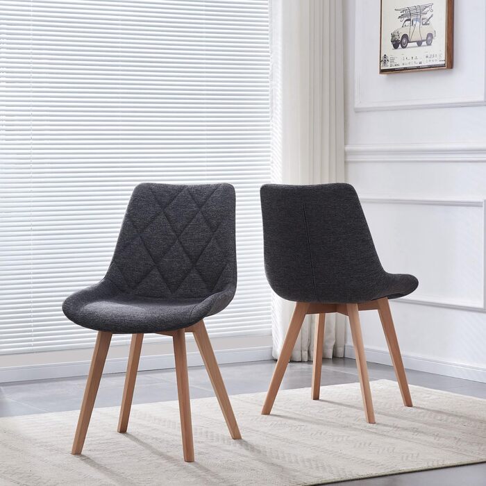 Стілець для їдальні B&D Home Tania (2 шт.) - оббивка Merlot, дизайн в стилі Skandi, для кухні, офісу, вітальні