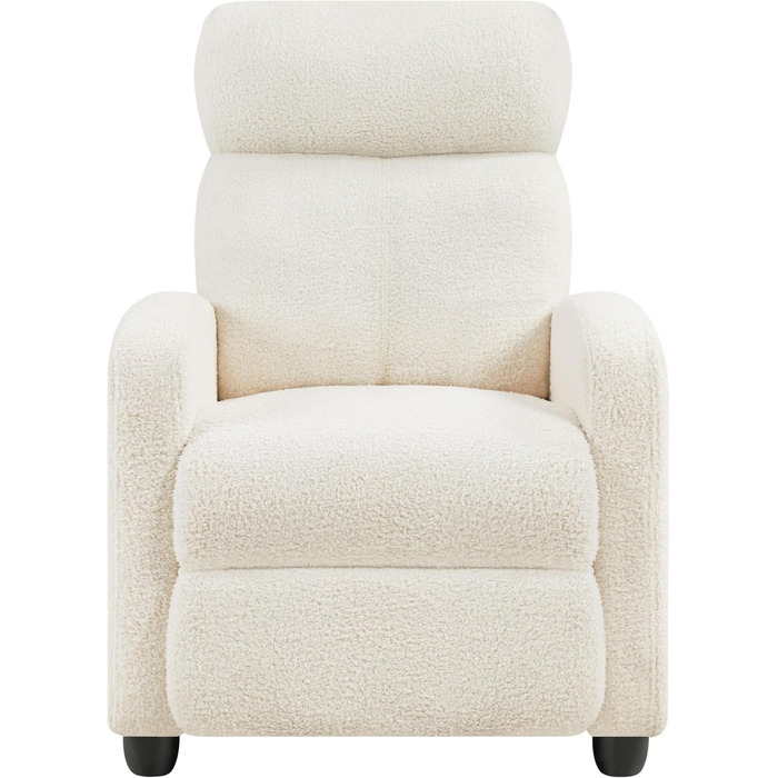 Крісло-релакс Yaheetech з регульованою підніжкою, крісло для телевізора, крісло-ліжак з тканини Boucle, колір слонова кістка