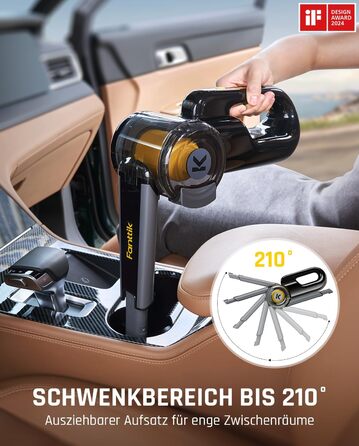 Акумуляторний ручний пилосос Fanttik Fold V10 APEX Pivot для авто та дому, потужність 17 000 Па, LED-дисплей, з гнучким шлангом та щіткою для шерсті тварин