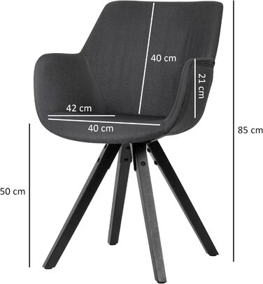 Набір обідніх стільців FineBuy 2 шт. з підлокітниками, 54x85x58 см, тканина, чорні ніжки, сучасний дизайн, м'який, для кухні