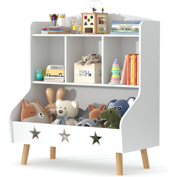 Дитяча полиця для іграшок та книг Garden 4 you, полиця для дитячої кімнати з 3 відкритими секціями, 60x30x63 см (білий)