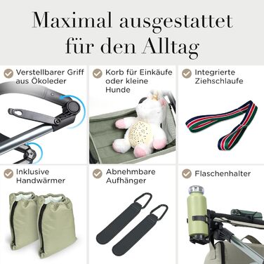 Дитяча коляска 3 в 1 з автокріслом та люлькою | Коляска для новонароджених з 5-точковим ременем безпеки | Кольори: світло-оливковий