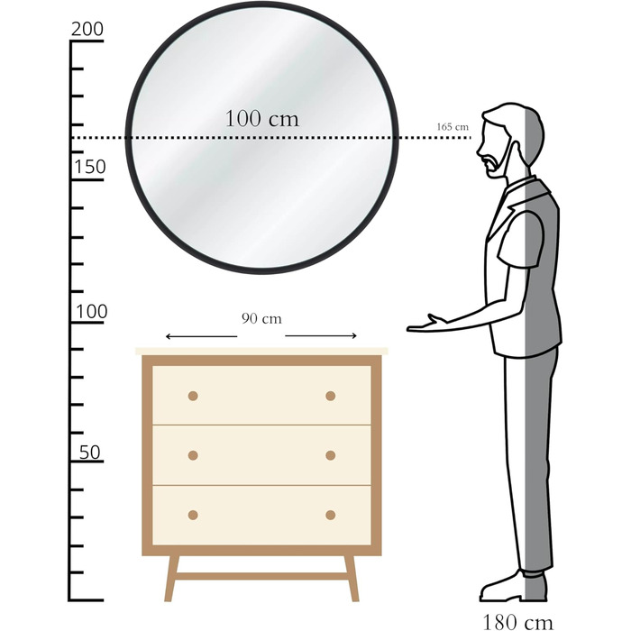 Круглий настінний дзеркало Gold & Chrome з нержавіючої сталі - 50x50 см, для ванної кімнати та макіяжу, з гарантією 2 роки