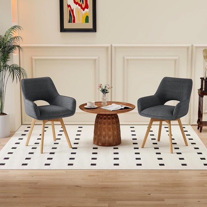 Набір з 4 обертових стільців для їдальні з підлокітниками, м'який стілець з металевими ніжками, оксамитовий, бежевий