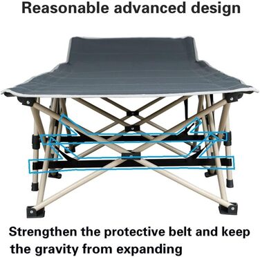 Розкладне ліжко для кемпінгу та відпочинку Yaheetech, похідне ліжко-шезлонг з кишенею та сумкою для транспортування, сіре, до 150 кг