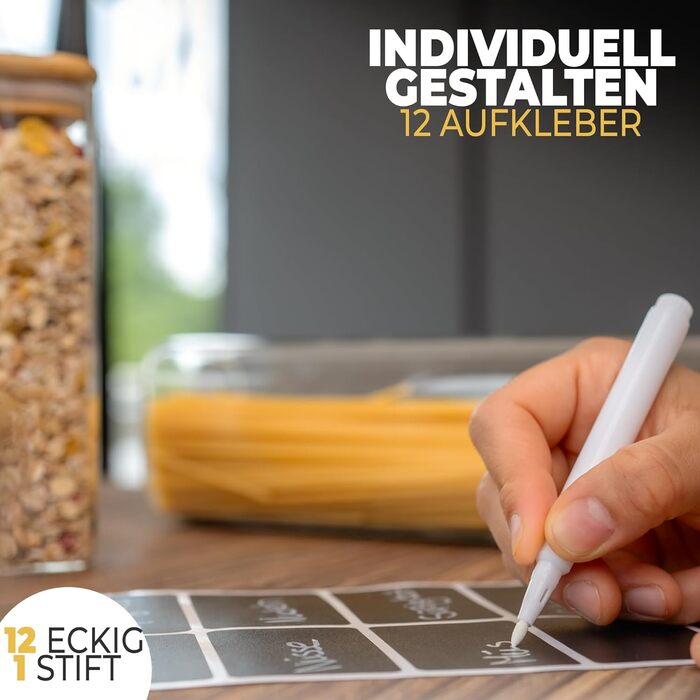 Скляні банки для зберігання з кришкою, круглі - 5 шт по 850 мл, посилене скло, герметичні контейнери для продуктів, кухонні органайзери (12 шт, кутові)