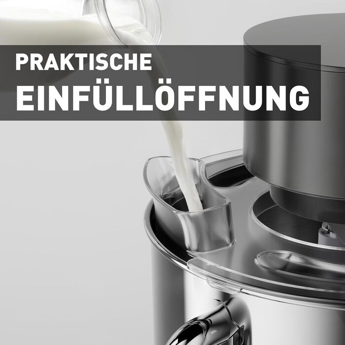 Кухонна машина Heinrichs 2500W з двома гаками для тіста, міксером та насадкою для збивання, 8 швидкостей, чаша 8л з нержавіючої сталі, тиха, з титановим покриттям
