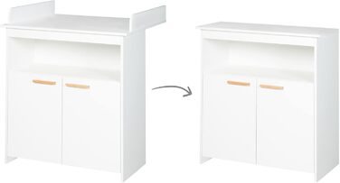 Комплект для дитячої кімнати Roba 'Антон' білий: пеленальний столик з 2 дверцятами, 1 поличкою, висота 90 см, пеленальний вкладиш