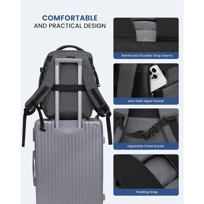 Рюкзак ручної об'єм 40x30x20 LOVEVOOK: Рюкзак для подорожей, 24л, з USB, для ноутбука 14