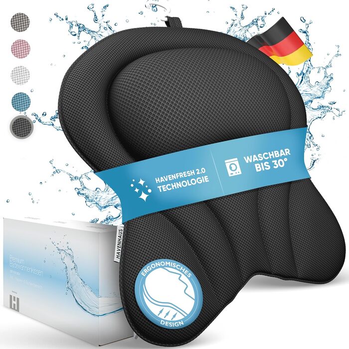 Преміум подушка для ванни XXL рожева | Додаткова підтримка для шиї та плечей | Швидковисихаюча, пральна подушка для ванни з 4 великими присосками | Подушка для ванни рожева (XX-Large, Чорний)