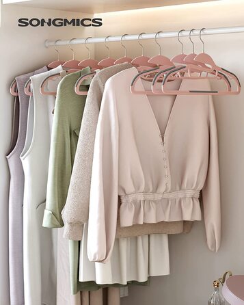 Плечики для одягу SONGMICS, 50 шт., пластикові, обертовий гачок, рожево-темно-сірий, 41.5 см